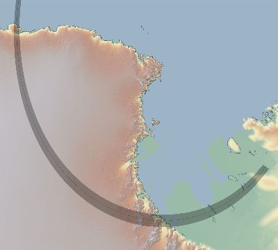 Map of the eclipse path across Antarctica on 03/03/2565