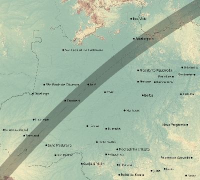Map of the eclipse path across Brazil on 02/21/2566