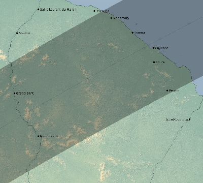 Map of the eclipse path across French Guiana on 02/21/2566