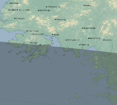 Map of the eclipse path across North Korea on 08/16/2566