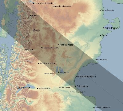 Map of the eclipse path across Argentina on 08/06/2567