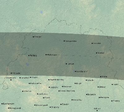 Map of the eclipse path across Belarus on 06/15/2569