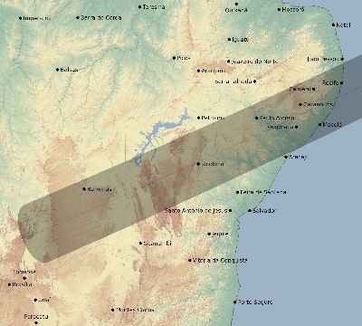 Map of the eclipse path across Brazil on 06/05/2570