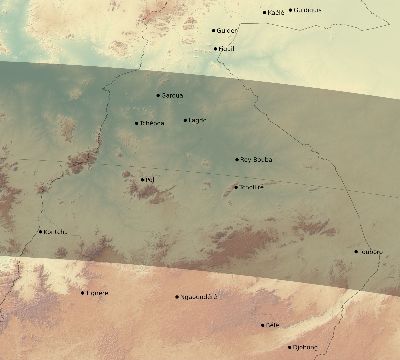 Map of the eclipse path across Cameroon on 06/05/2570