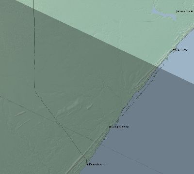 Map of the eclipse path across Somalia on 06/05/2570