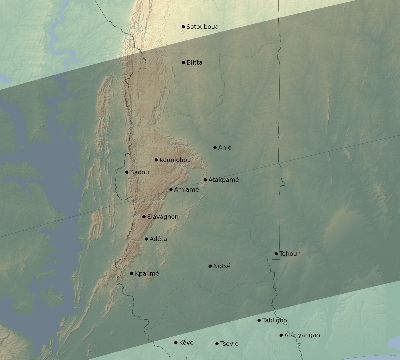 Map of the eclipse path across Togo on 06/05/2570