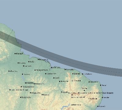 Map of the eclipse path across Brazil on 11/29/2570