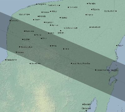 Map of the eclipse path across Mexico on 11/29/2570