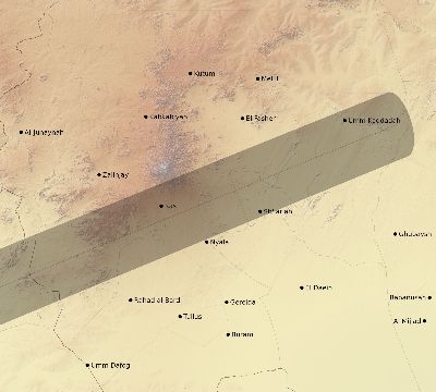Map of the eclipse path across Sudan on 11/29/2570