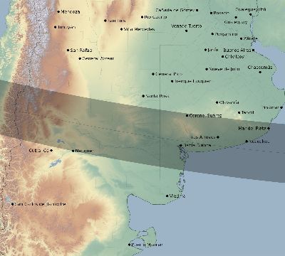 Map of the eclipse path across Argentina on 09/27/2573