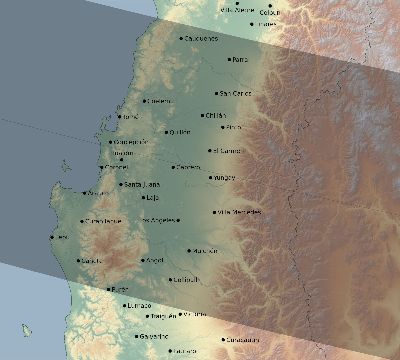 Map of the eclipse path across Chile on 09/27/2573