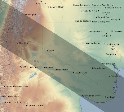 Map of the eclipse path across Argentina on 07/27/2576