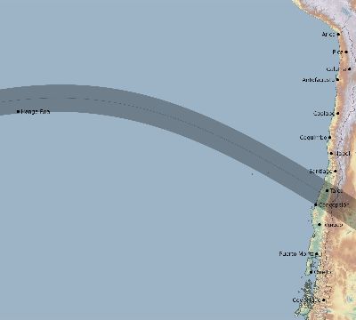Map of the eclipse path across Chile on 07/27/2576