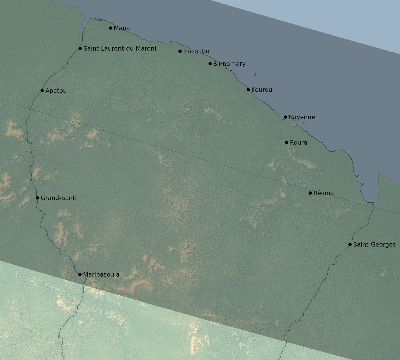 Map of the eclipse path across French Guiana on 01/20/2577