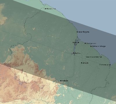 Map of the eclipse path across Guyana on 01/20/2577