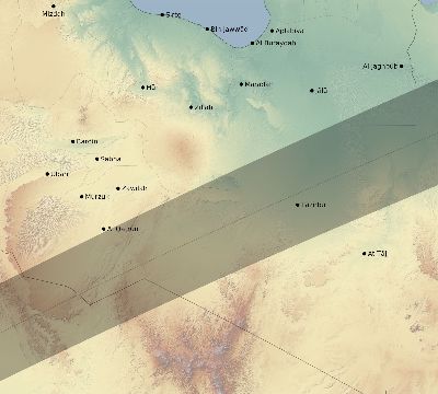 Map of the eclipse path across Libya on 01/20/2577