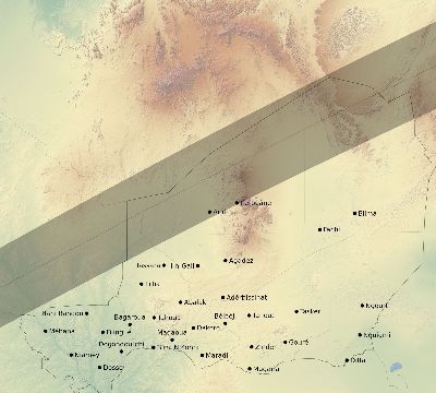 Map of the eclipse path across Niger on 01/20/2577
