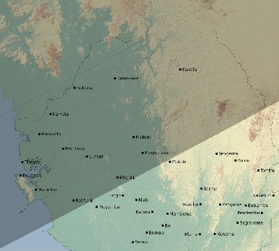 Map of the eclipse path across Sierra Leone on 01/20/2577