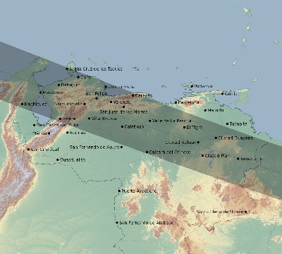 Map of the eclipse path across Venezuela on 01/20/2577