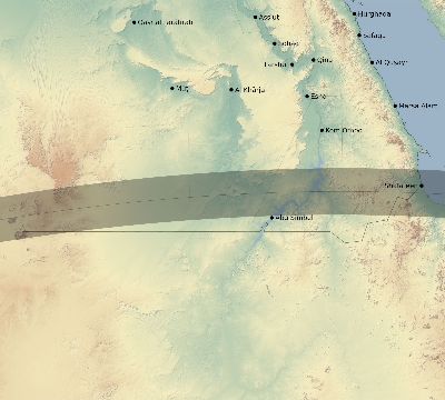 Map of the eclipse path across Egypt on 07/16/2577