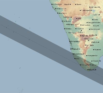 Map of the eclipse path across India on 07/16/2577