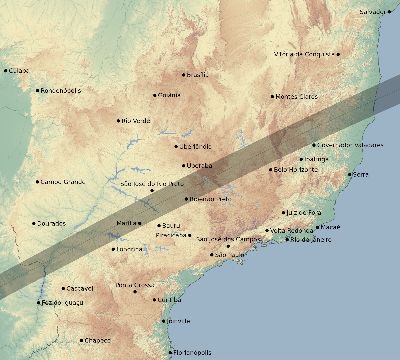 Map of the eclipse path across Brazil on 01/09/2578