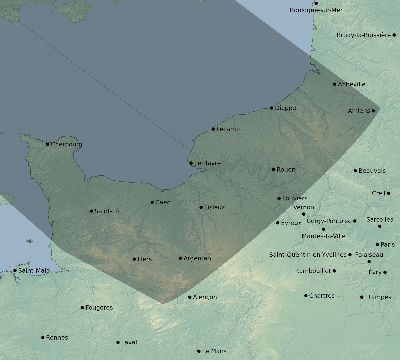 Map of the eclipse path across France on 07/06/2578