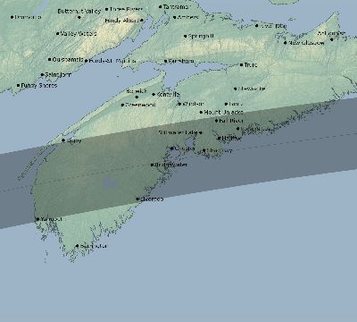 Map of the eclipse path across Canada on 05/04/2581