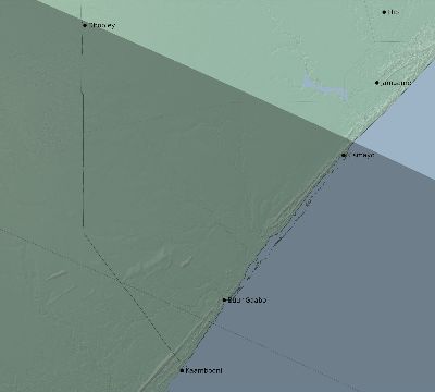 Map of the eclipse path across Somalia on 10/28/2581