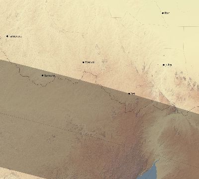 Map of the eclipse path across South Sudan on 10/28/2581