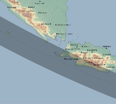 Map of the eclipse path across Indonesia on 08/26/2584