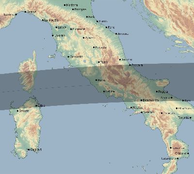 Map of the eclipse path across Italy on 08/26/2584