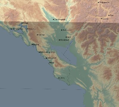 Map of the eclipse path across Montenegro on 08/26/2584
