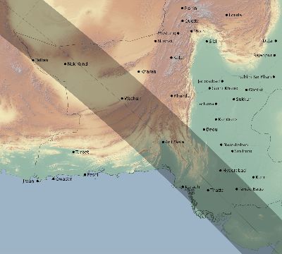 Map of the eclipse path across Pakistan on 08/26/2584