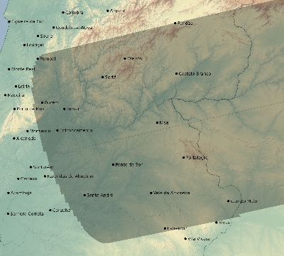 Map of the eclipse path across Portugal on 08/26/2584