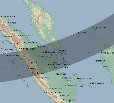 Map of the eclipse path across Indonesia on 02/20/2585