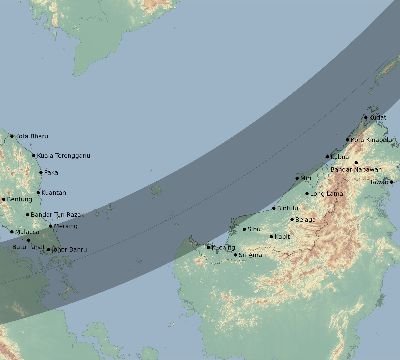 Map of the eclipse path across Malaysia on 02/20/2585