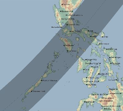 Map of the eclipse path across Philippines on 02/20/2585