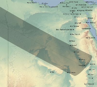Map of the eclipse path across Egypt on 06/27/2587
