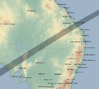 Map of the eclipse path across Australia on 12/20/2587
