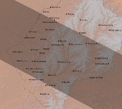Map of the eclipse path across Lesotho on 12/20/2587