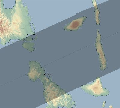 Map of the eclipse path across Vanuatu on 12/20/2587