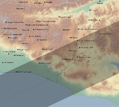 Map of the eclipse path across Guatemala on 12/09/2588