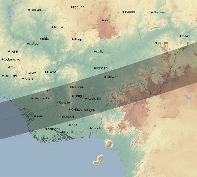 Map of the eclipse path across Nigeria on 04/14/2591