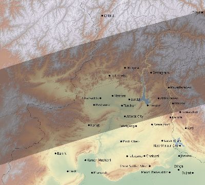 Map of the eclipse path across Pakistan on 04/14/2591