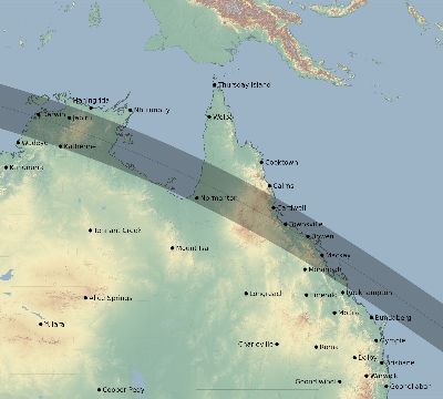 Map of the eclipse path across Australia on 10/08/2591