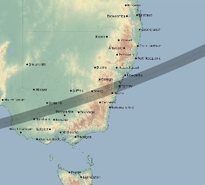 Map of the eclipse path across Australia on 04/03/2592
