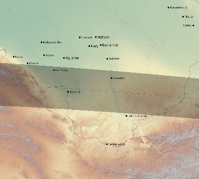 Map of the eclipse path across Turkmenistan on 09/26/2592