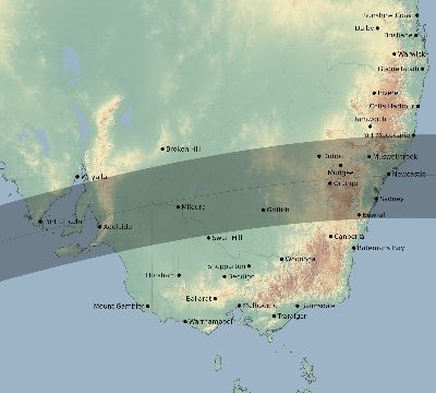 Map of the eclipse path across Australia on 08/07/2594