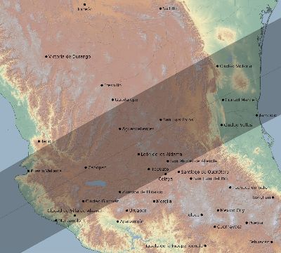 Map of the eclipse path across Mexico on 01/31/2595